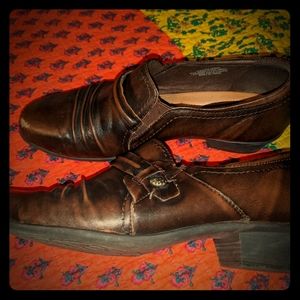 Women brown leather half booties Sz 11